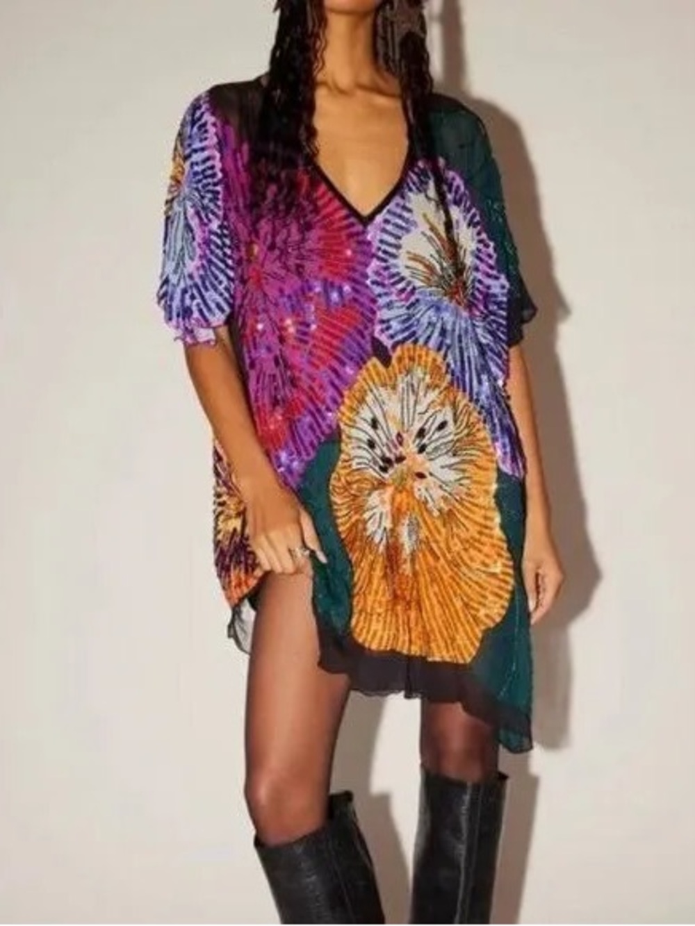 Free People Flora Kaftan Dress HTF SOLD OUT MSRP $398 XS oversized